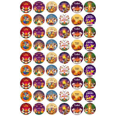 Happy Lohri Round Sticker Sheet