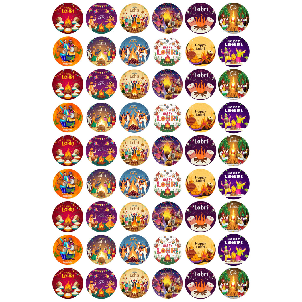 Happy Lohri Round Sticker Sheet