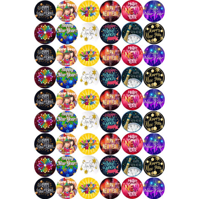 Happy New Year Round Sticker Sheet