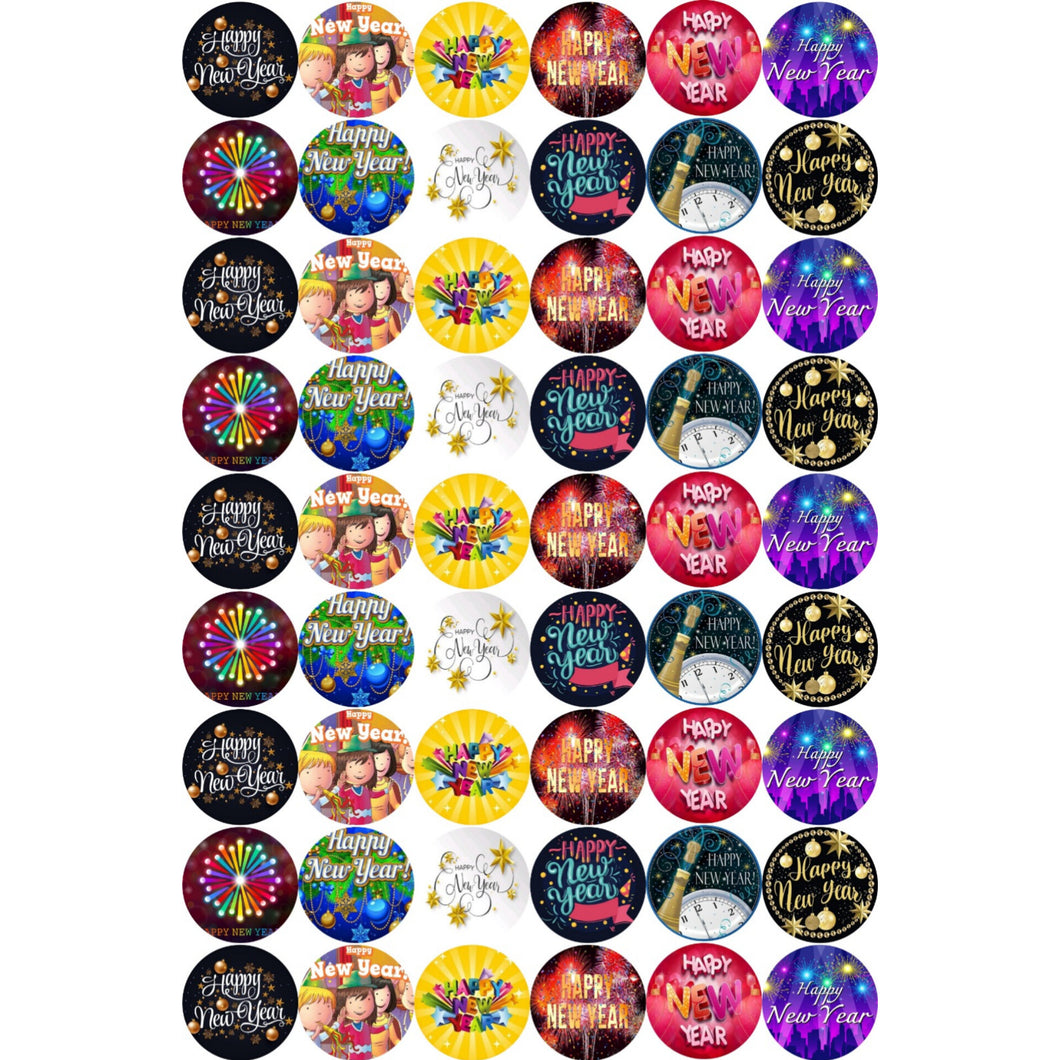 Happy New Year Round Sticker Sheet