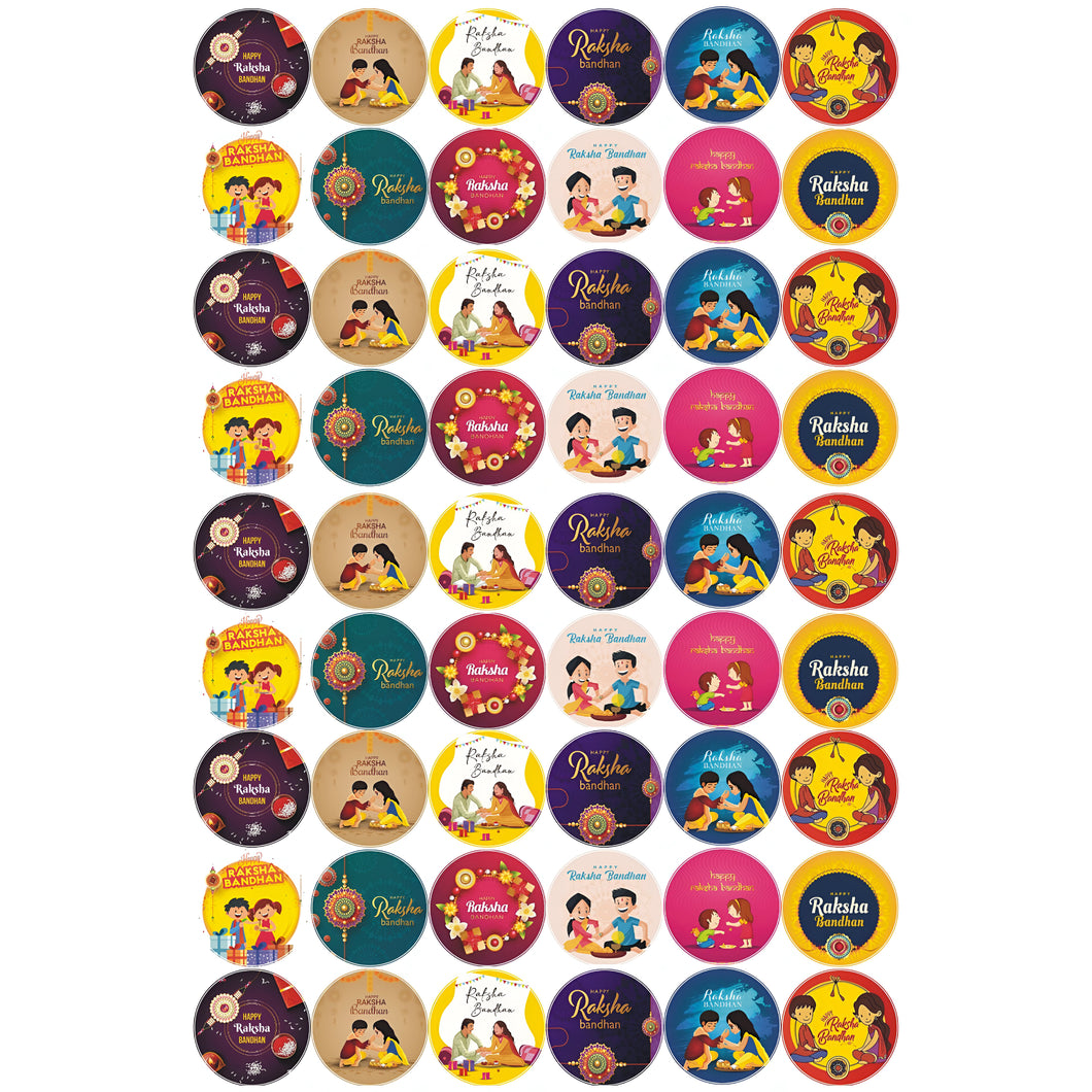 Happy Rakhi Round Sticker Sheet