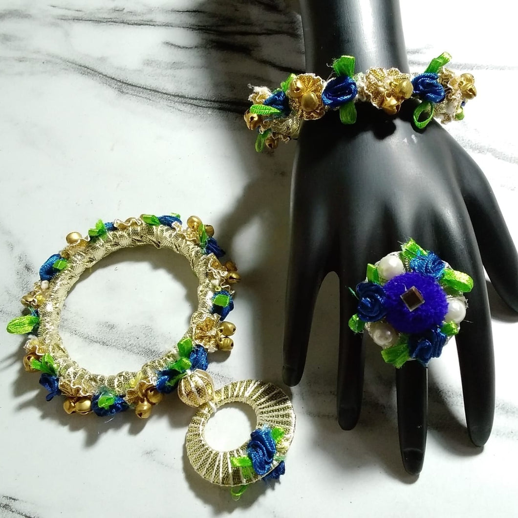 N70 Peacock Bangle Lumba with attached Ring Set