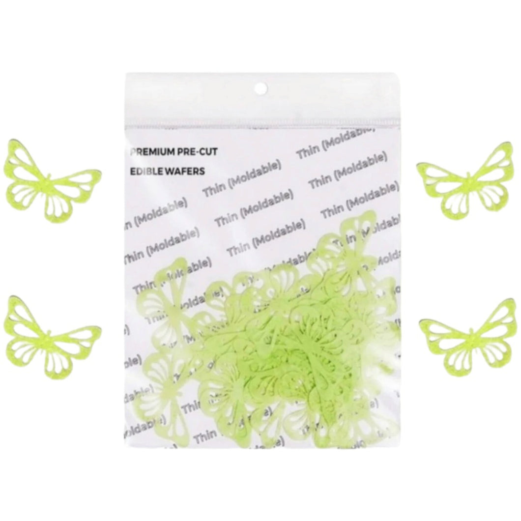 G4 Neon Green Butterfly Edible Wafer Tags Pack