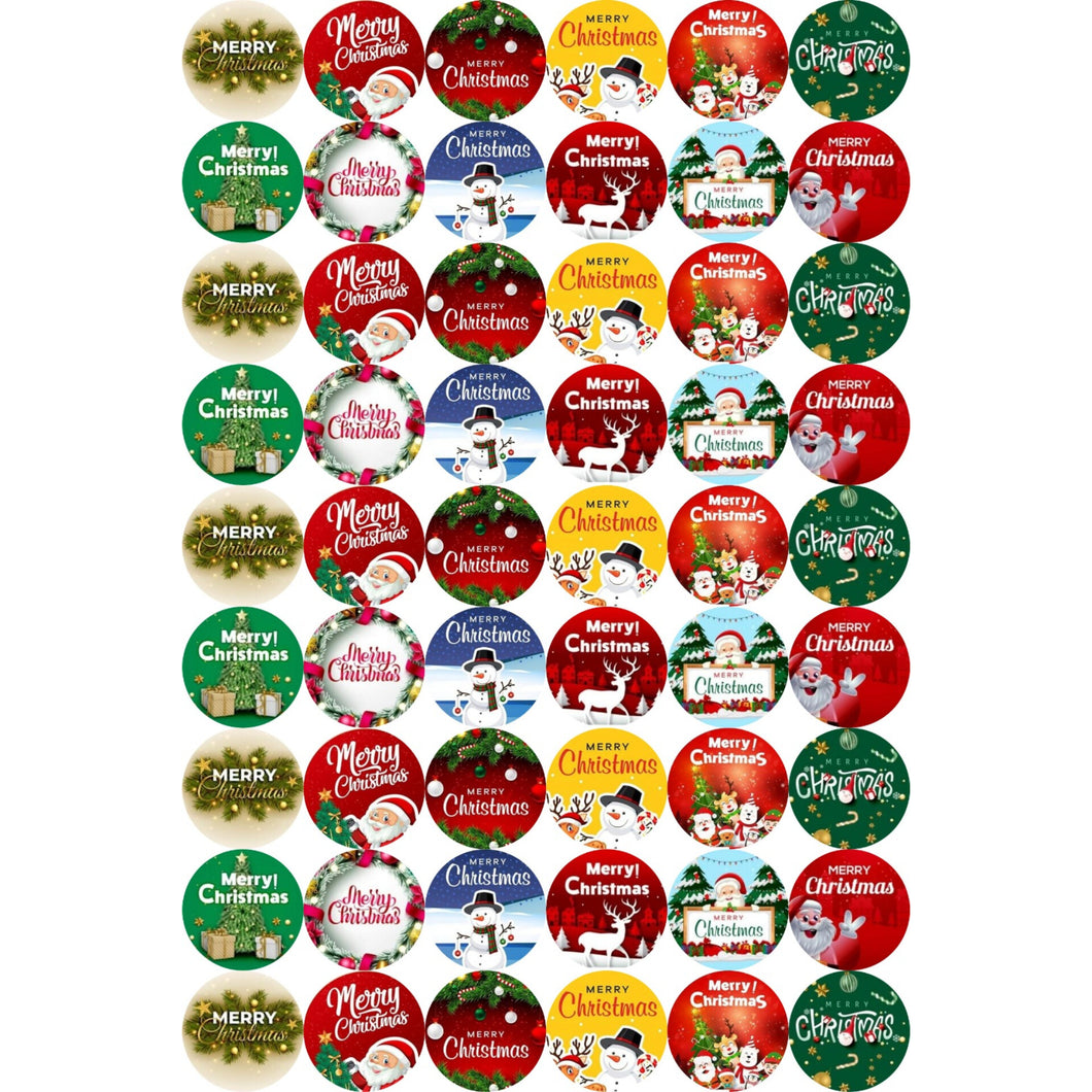 Merry Christmas Round Sticker Sheet