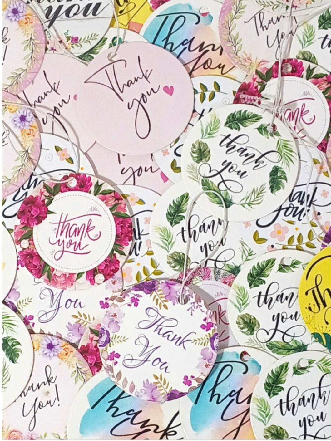A44 Thankyou Tags with Thread 50 Pieces Pack