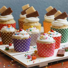 Load image into Gallery viewer, K5 Polka Dots Hard Paper Muffin Liner 50 Pieces Large | Random Color 4
