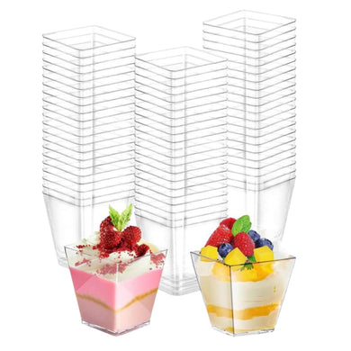L2 Mini Trapezoid Transparent Acrylic Mousse | Dessert | Pudding Cup 50 Ml