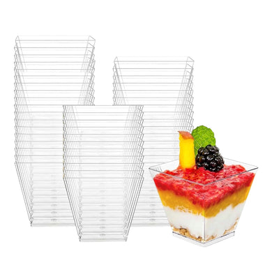 L4 Large Trapezoid Transparent Acrylic Mousse | Dessert | Pudding Cup 120 Ml
