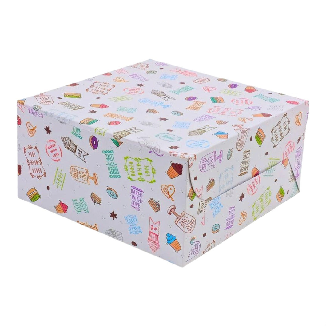 M115 1 Kg Baked with Love White Cake Box | 10*10*5 Inches