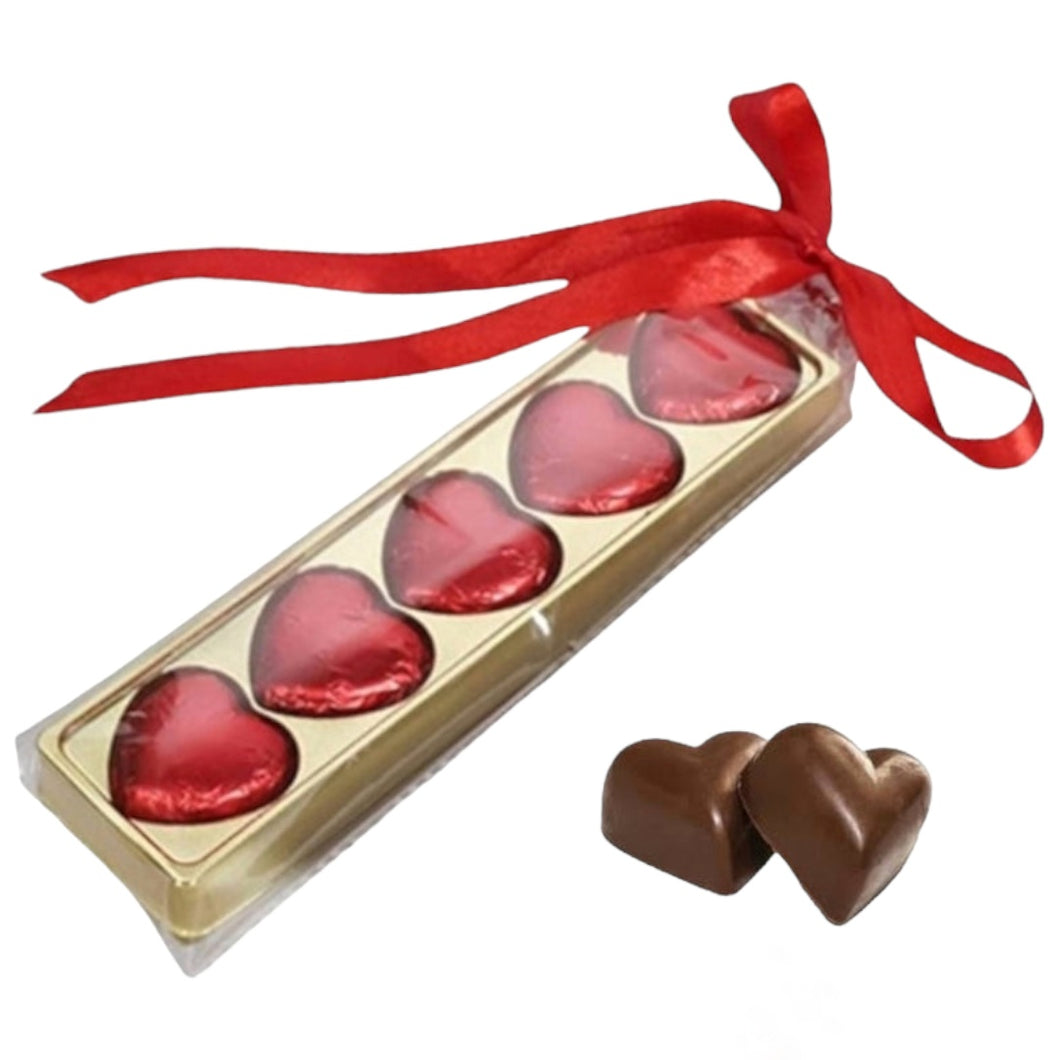 M708 5 Cavity Hearts Chocolate PVC Box