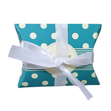 Load image into Gallery viewer, M811 Turquoise Polka Dots Mini Pillow Box
