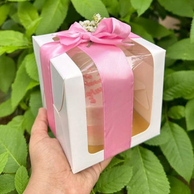 M927 250 g White L Window Cake Box | 5*5*5 inches