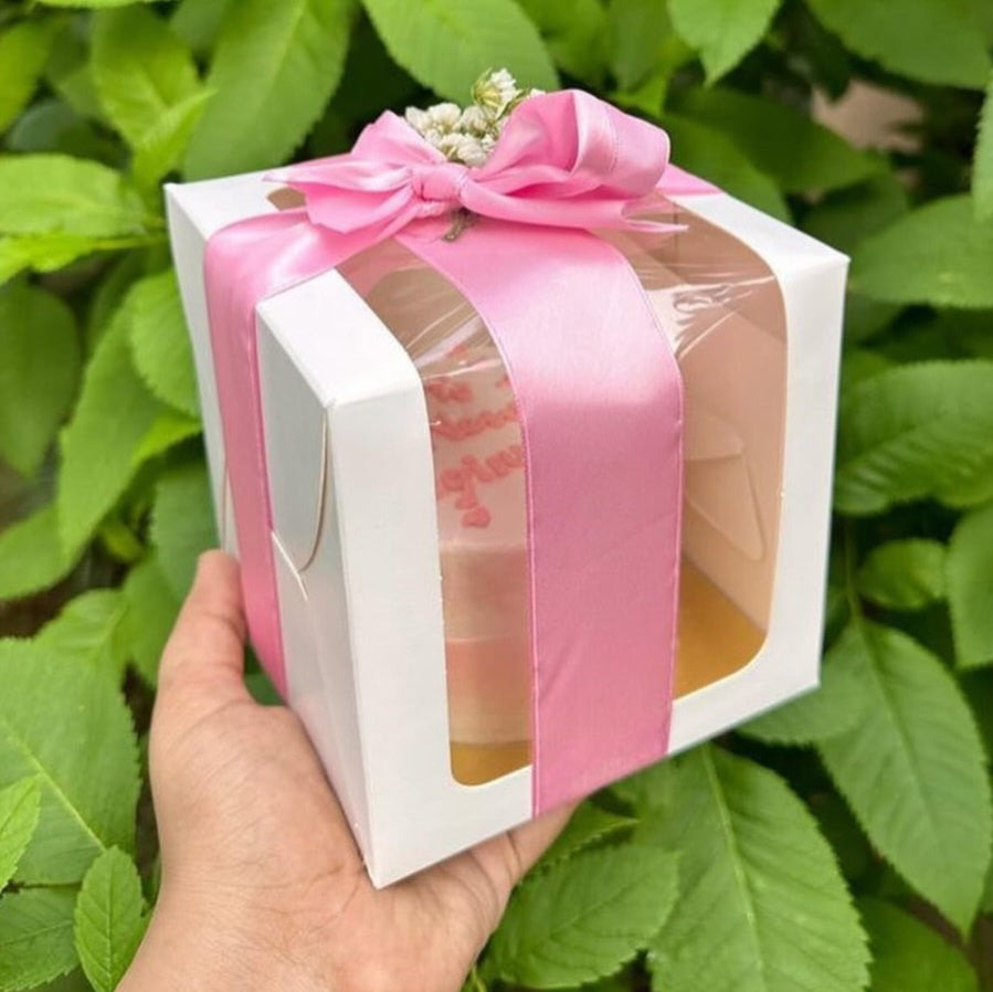 M927 250 g White L Window Cake Box | 5*5*5 inches
