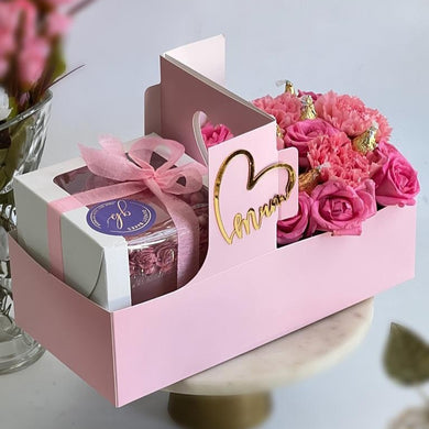 M968 Heart Handle Pink Hamper Box