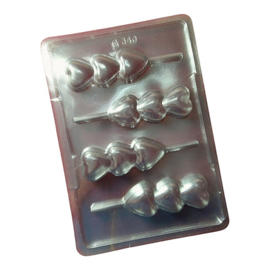 P615 Triple Hearts Lollipop PVC Chocolate Mould
