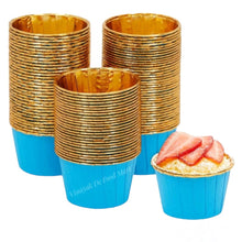 Load image into Gallery viewer, K14 Blue Golden Foil Laminated Hard Muffin Liner 50 Pieces
