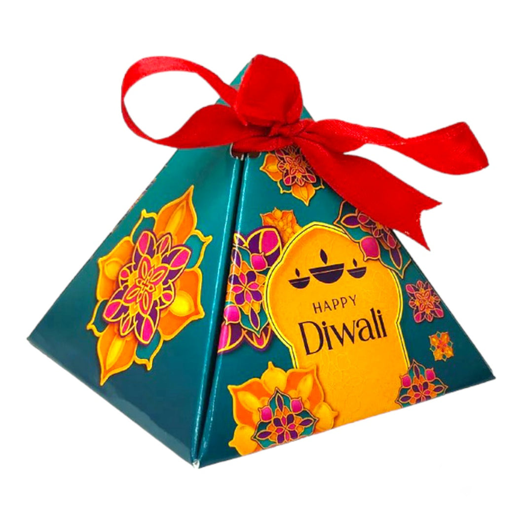 M319 Happy Diwali Turquoise Pyramid Box