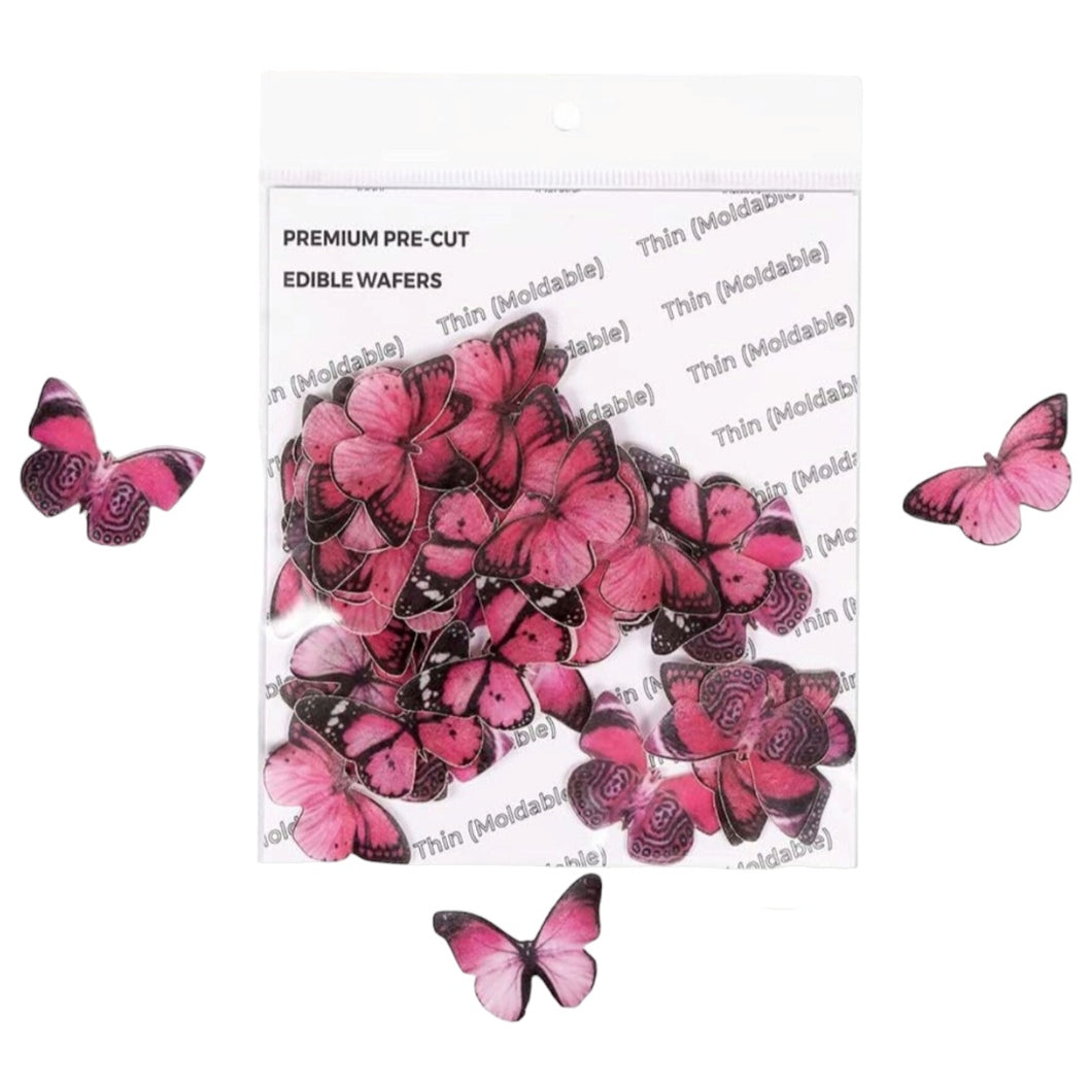 G8 Pink Butterfly Edible Wafer Tags
