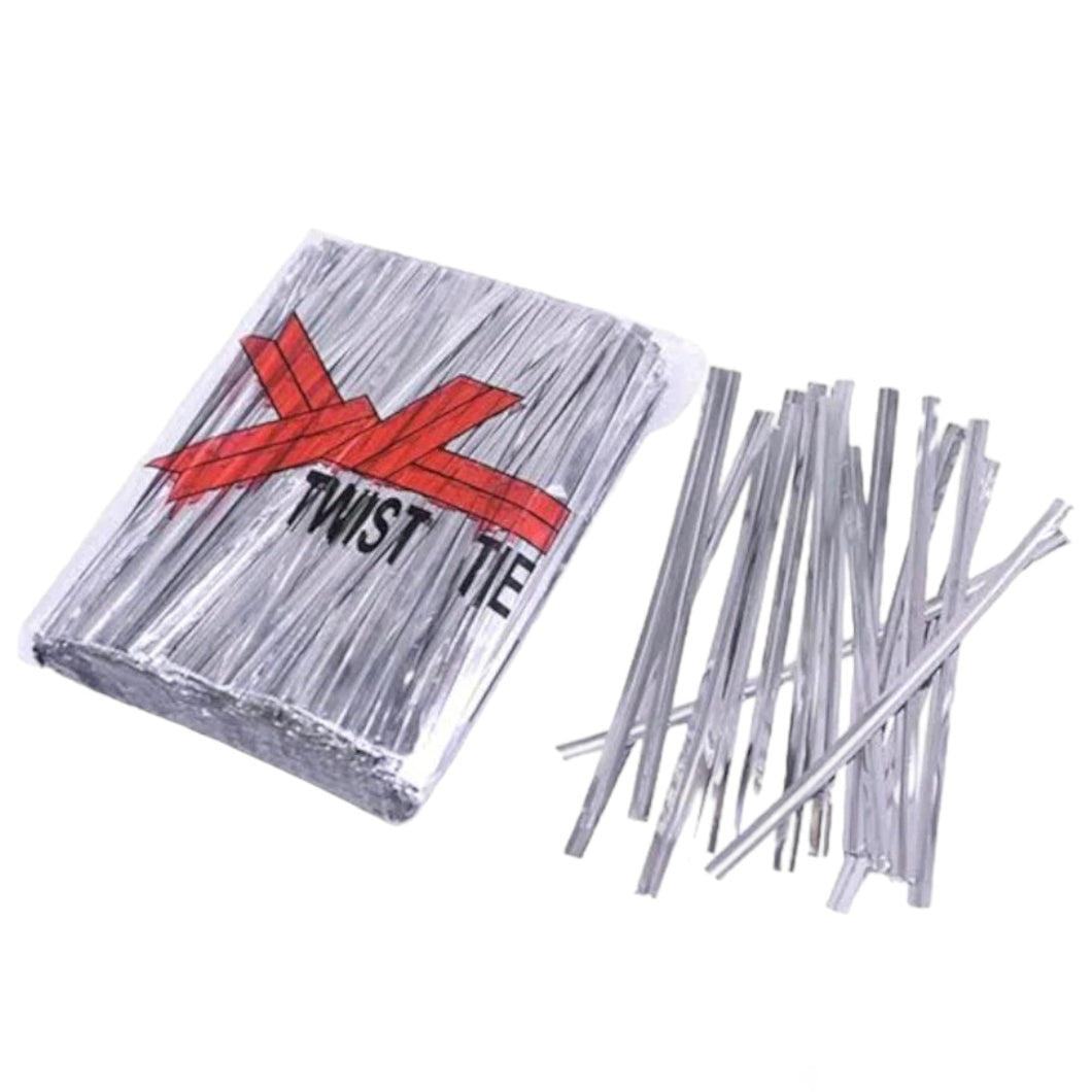 Silver Twist Tie 400 Pieces Pack