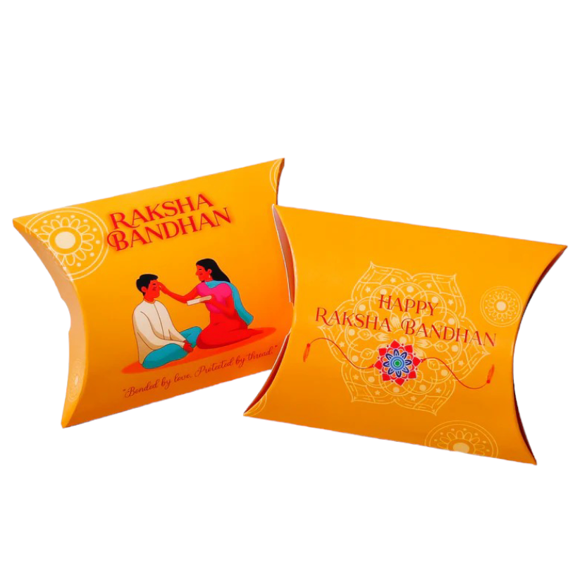 M521 Happy Rakhi Yellow Pillow Box