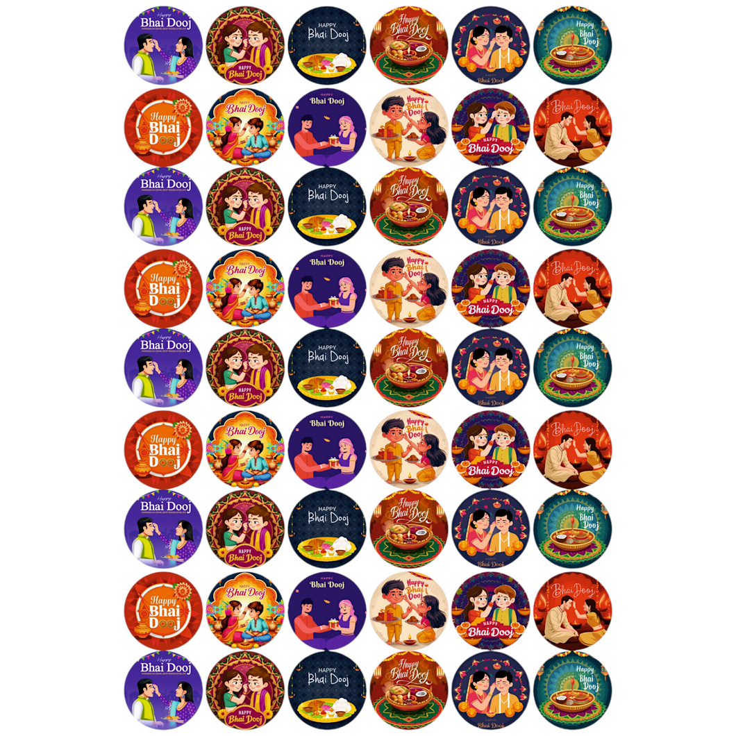 Happy Bhaidooj Round Sticker Sheet