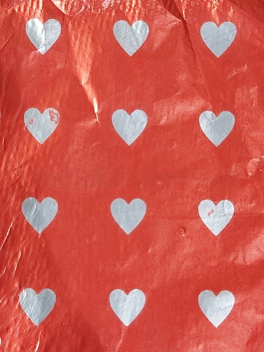 T38 Red & Silver Hearts Large Wrapping Paper