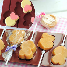 Load image into Gallery viewer, S27 Double Heart Lollipop Silicone Chocolate Mould
