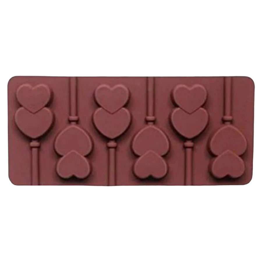 S27 Double Heart Lollipop Silicone Chocolate Mould