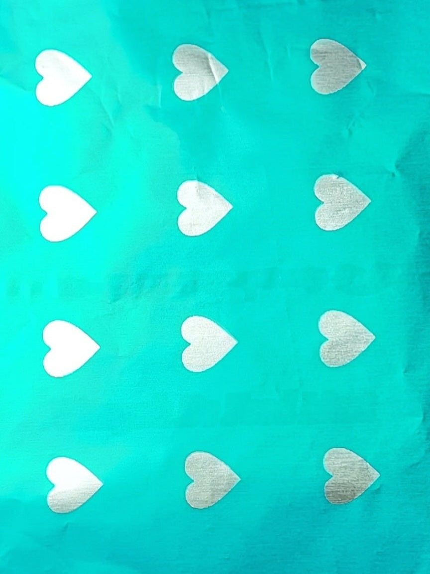 T52 Turquoise & Silver Hearts Large Wrapping Paper