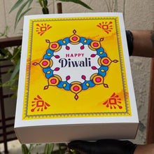 Load image into Gallery viewer, M993 Happy Diwali Yellow Rangoli Mathstick Large Sliding Hamper Box
