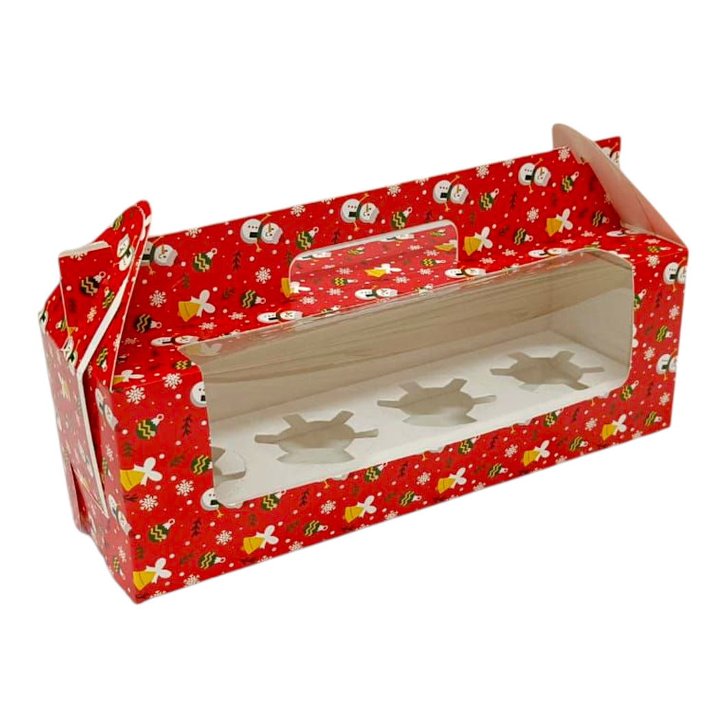 M462 Merry Christmas Red 4 Jar | Cupcake Box