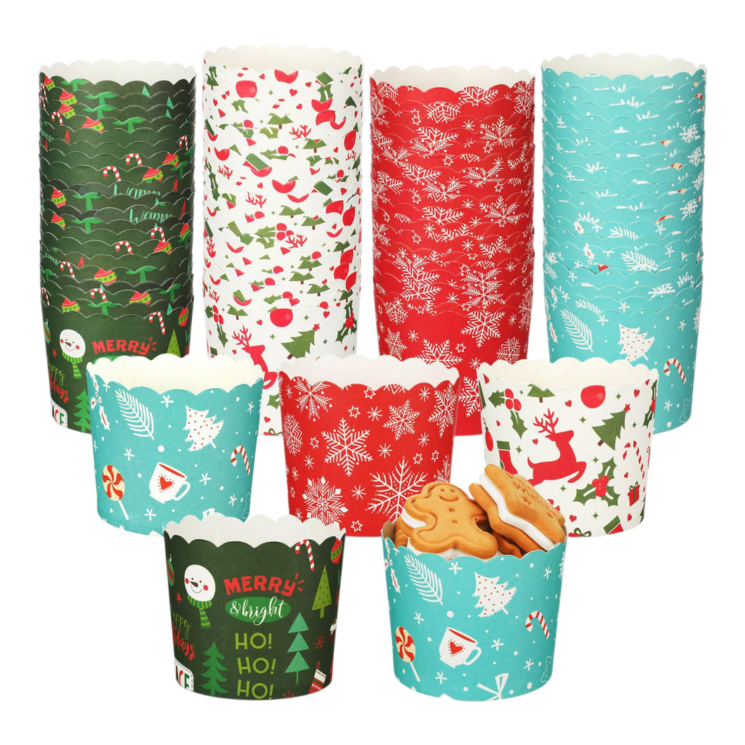 K403 Merry Christmas Hard Paper Muffin Liner 50 Pieces Medium | Random Color & Design