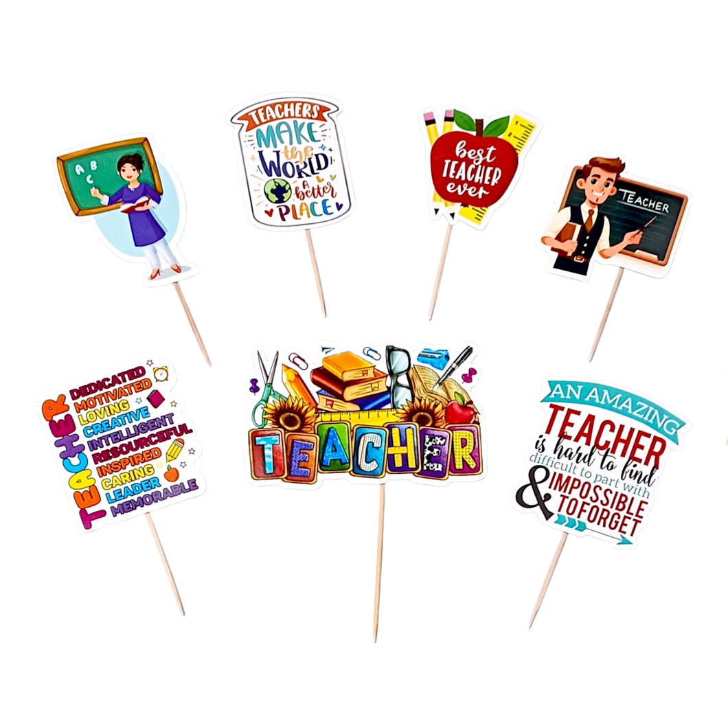 A239 Happy Teacher's Day Cake Toppers | Paper Theme Toppers Set