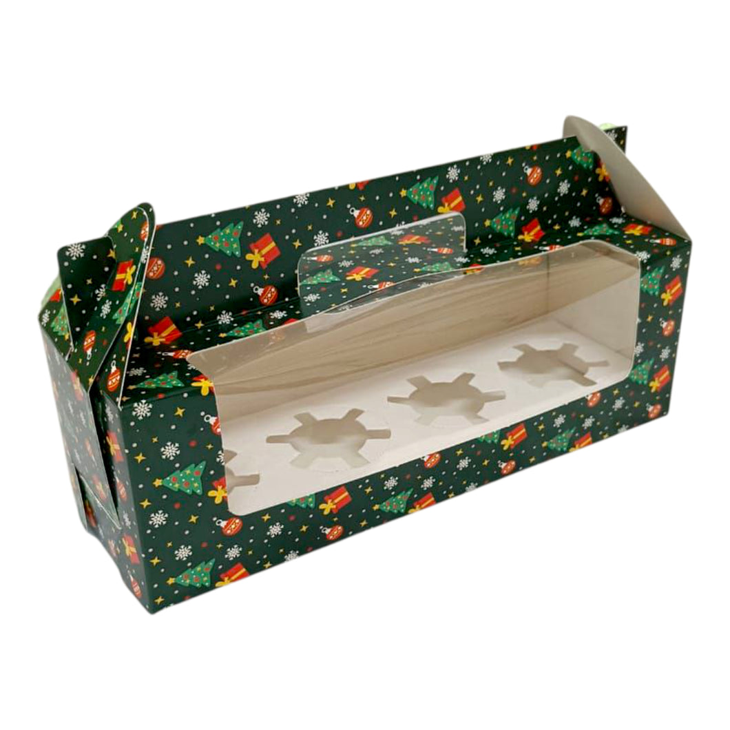 M463 Merry Christmas Green 4 Jar | Cupcake Box