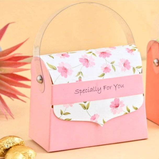 M823 Pink Floral Hand bag Chocolate Purse Box