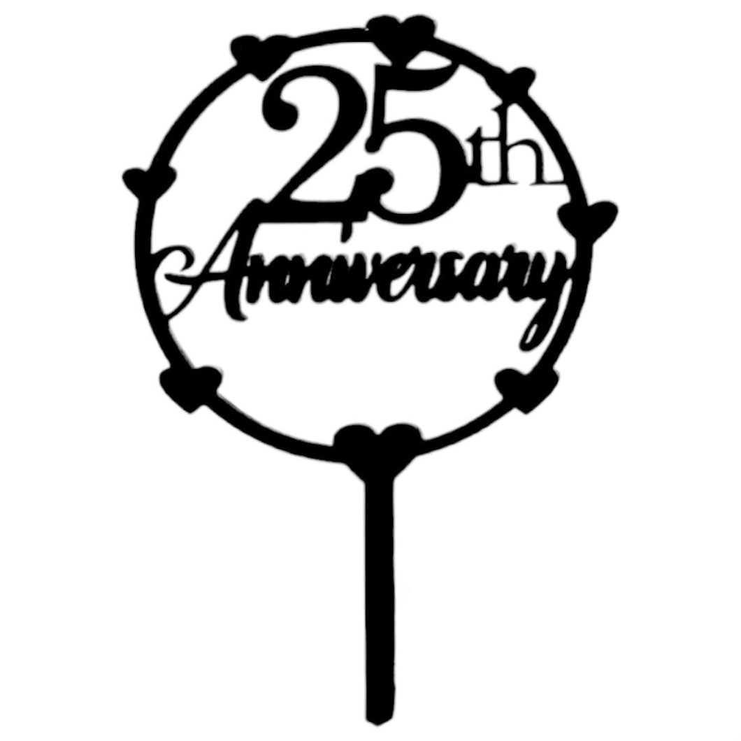 D16 Happy 25th Anniversary Acrylic Cake Topper