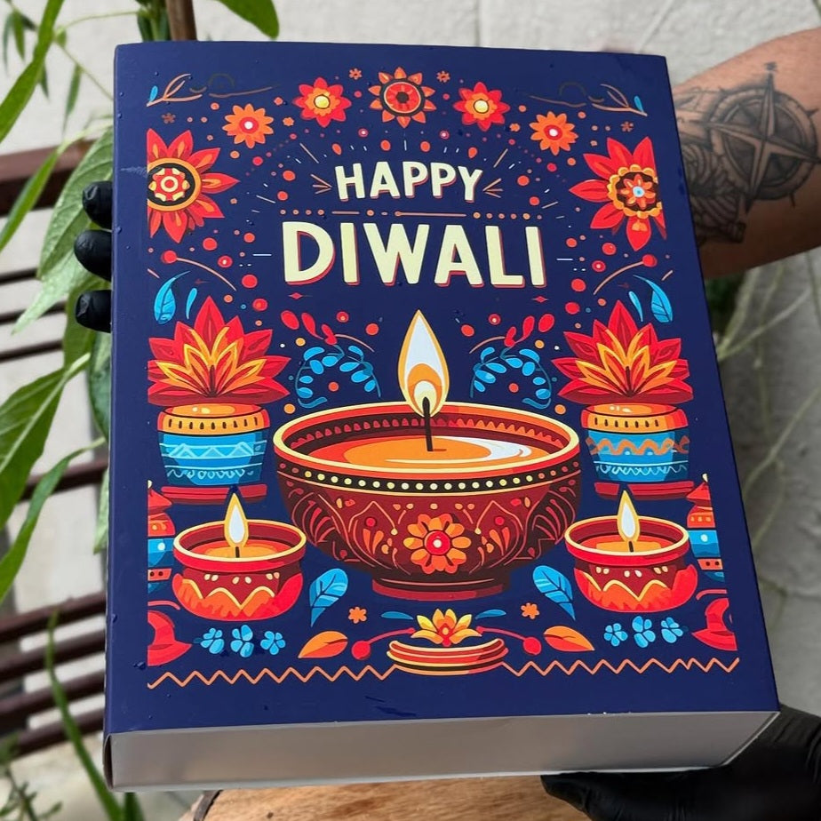 M992 Happy Diwali Blue Shubharambh Mathstick Large Sliding Hamper Box