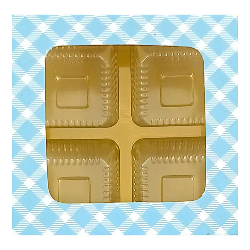 M48 4 Cavity Blue Gingham Chocolate Box