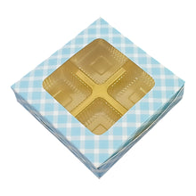 Load image into Gallery viewer, M48 4 Cavity Blue Gingham Chocolate Box
