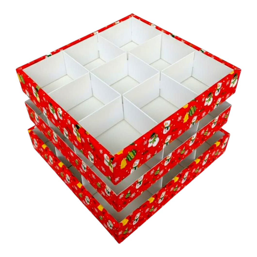 M470 Merry Christmas Red 9 Partition Hamper Box | Brownies | Candles | Chocolates