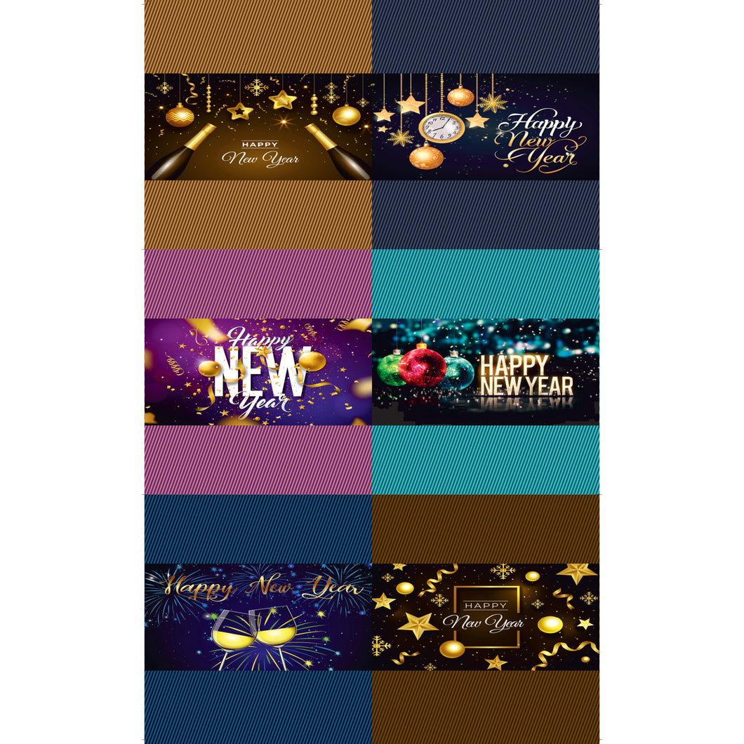 Happy New Year Medium Chocolate Bar Sticker Sheet