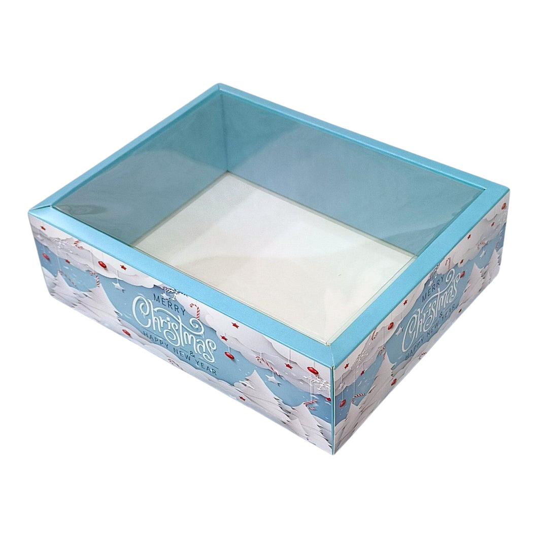 M474 Merry Christmas Blue Snowflakes Hamper Box