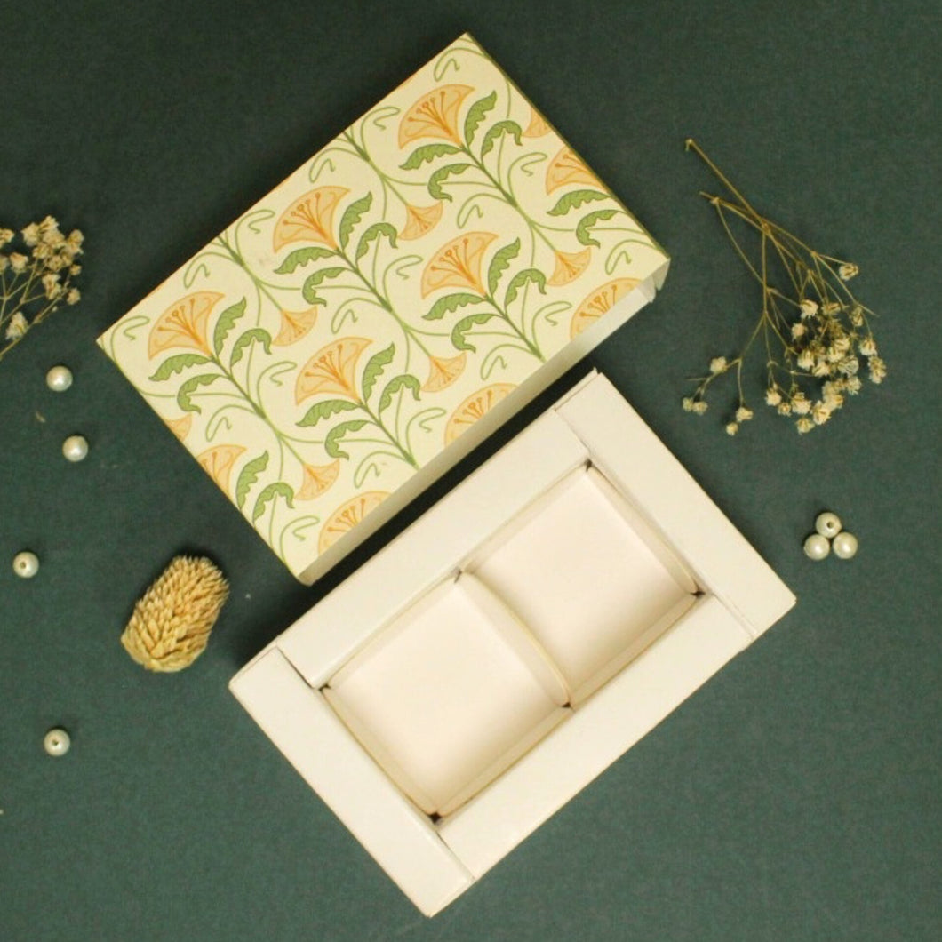 M20 2 Cavity Green Trumpet Bloom Chocolate Box | Candles | Macarons