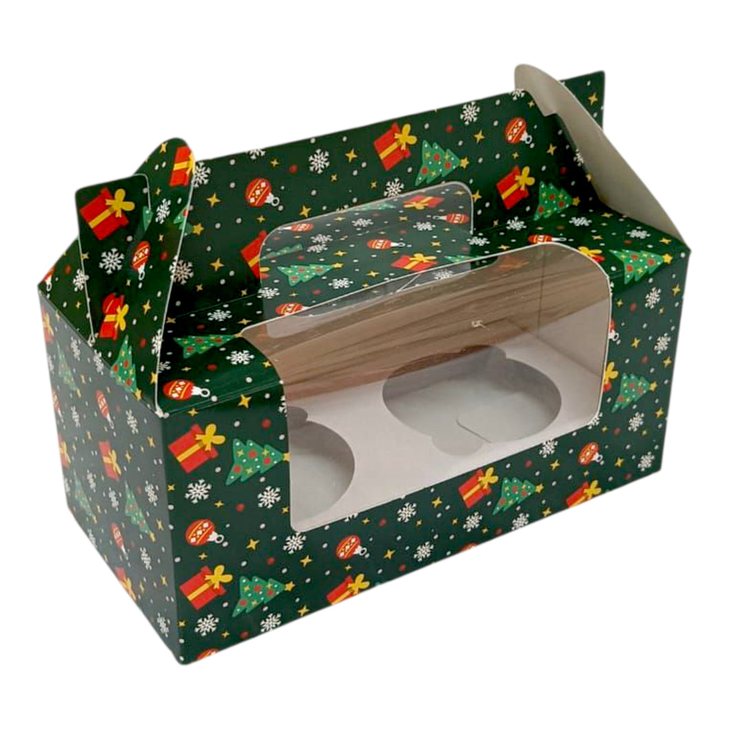 M461 Merry Christmas Green 2 Jar | Cupcake Box