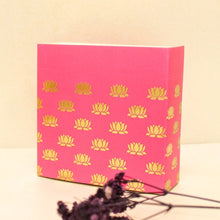 Load image into Gallery viewer, M48 Happy Diwali Pink Lotus Golden Embossed 4 Cavity Chocolate Box | Candles | Macarons
