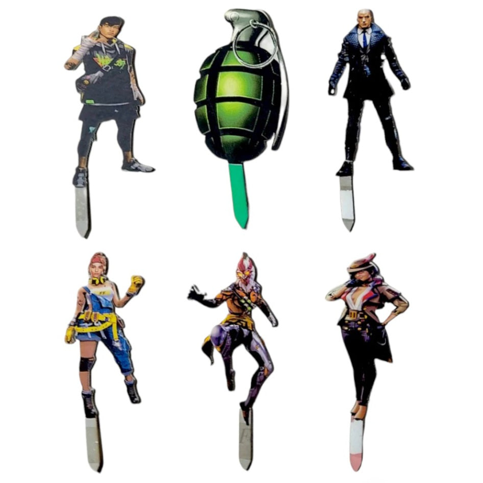 C20 Fortnite Fighter MDF Theme Cake Toppers Set