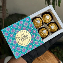 Load image into Gallery viewer, M995 4 Cavity Turquoise Motif Golden Embossed Chocolate Box | Candles
