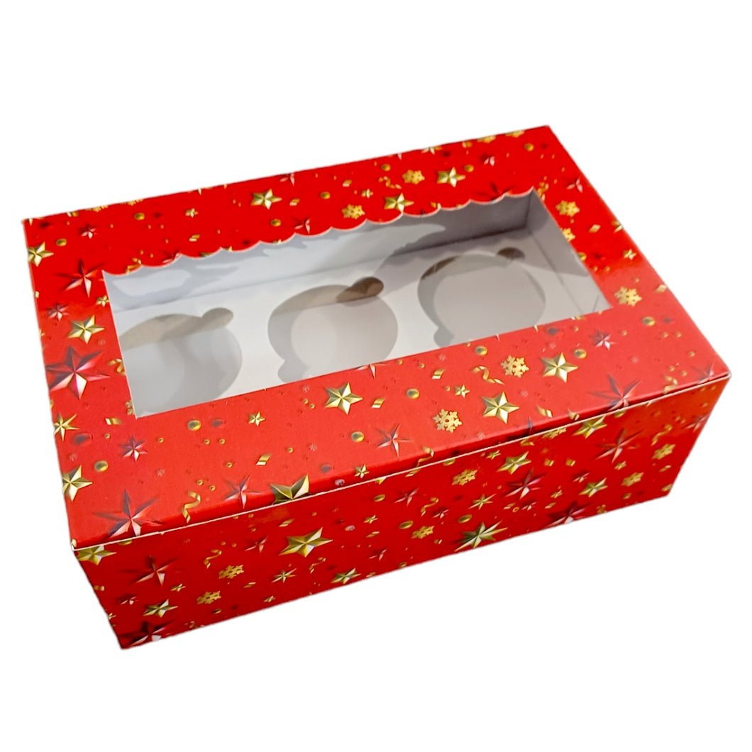 M431 6 Cupcake Merry Christmas Red Box