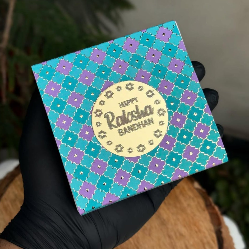 M995 4 Cavity Turquoise Motif Golden Embossed Chocolate Box | Candles