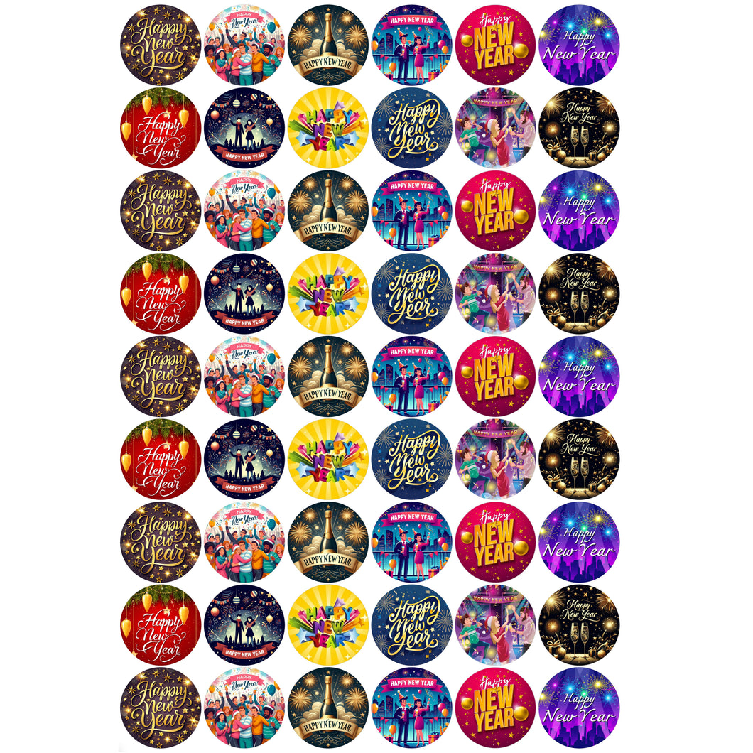 Happy New Year Round Sticker Sheet